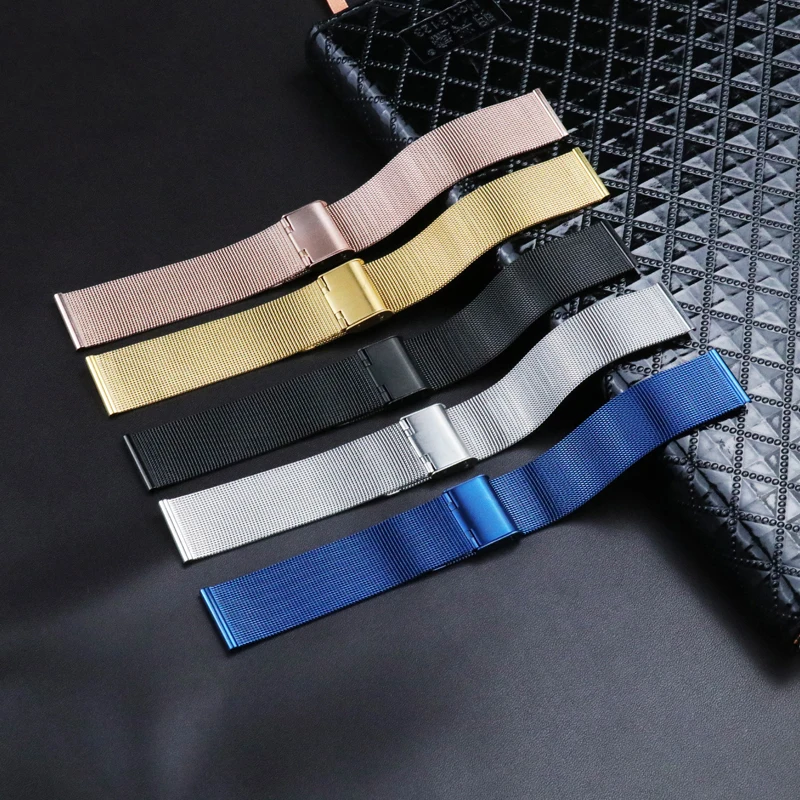 

Watch Band 8mm 10mm 12mm 14mm 16mm 18mm 20mm 22mm 24mm Stainless Steel Men Women Mesh Wristband Replacement Milan Strap Gold