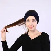 Женская повязка на голову с бантом, эластичная теплая трикотажная спортивная повязка на голову, повязка на голову, повязка на голову для осени и зимы