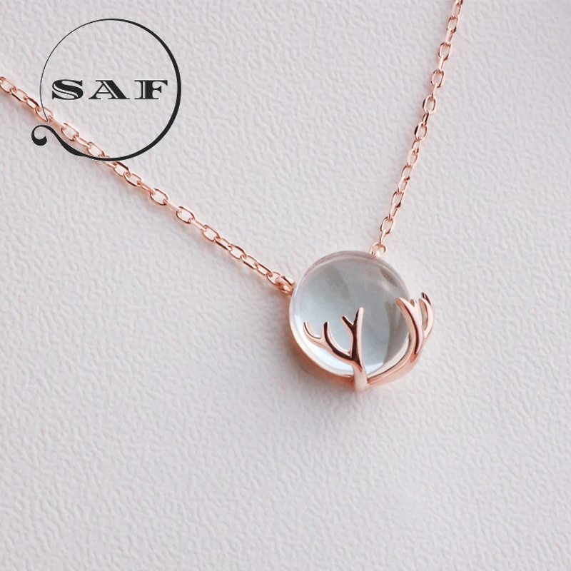 

SAF Women Pendant Necklace Natural London Blue Neckalce Champagne Gold Necklace for Women Elegant Jewelry Gift