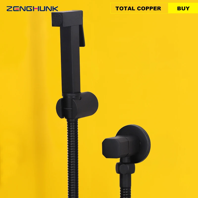 Смеситель для биде ванной комнаты черный Латунный Угловой клапан холодной воды в