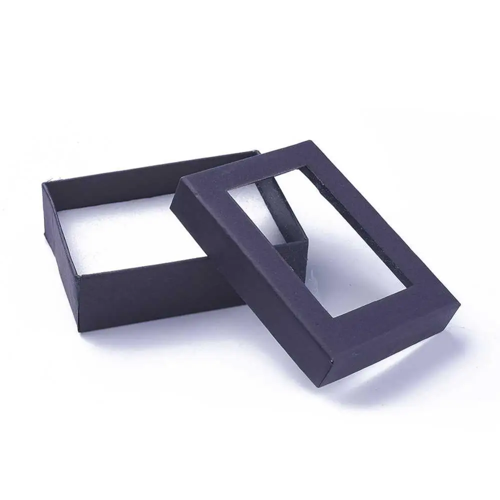 

2pc Rectangle Valentines Day Presents Packages Cardboard Jewelry Set Boxes for Necklaces, Earrings and Rings, Size: 90x65x28mm