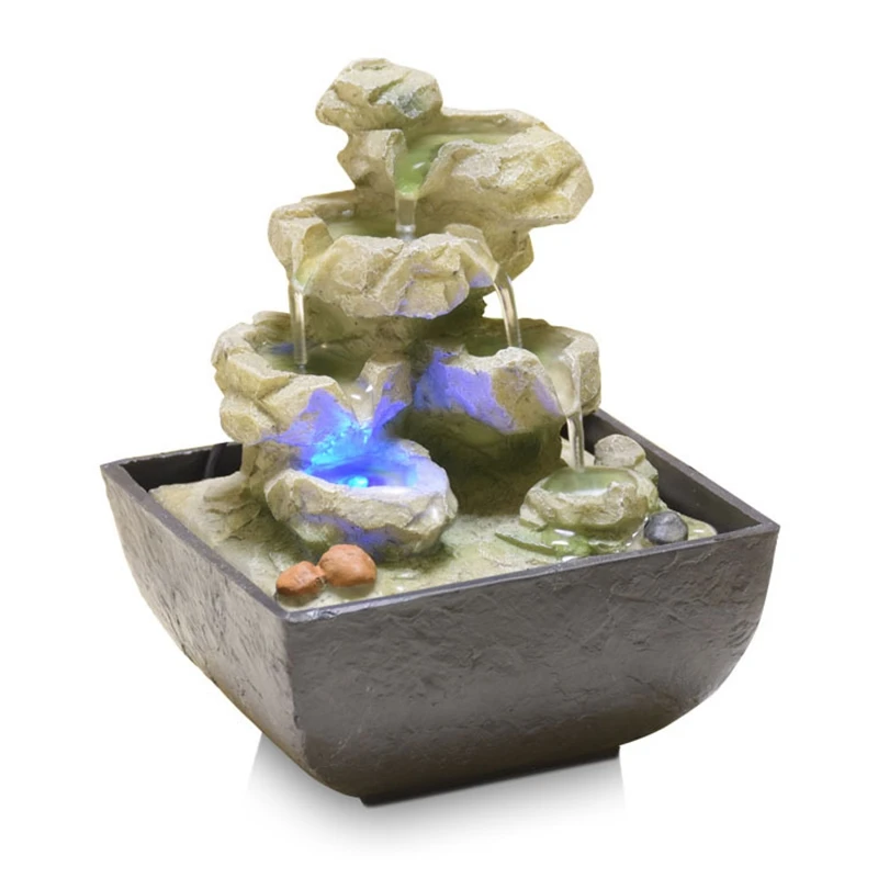 

Interior Decoration Fountain Resin Crafts Gifts Home Office Desktop Fountain Teahouse Decoration EU Plug