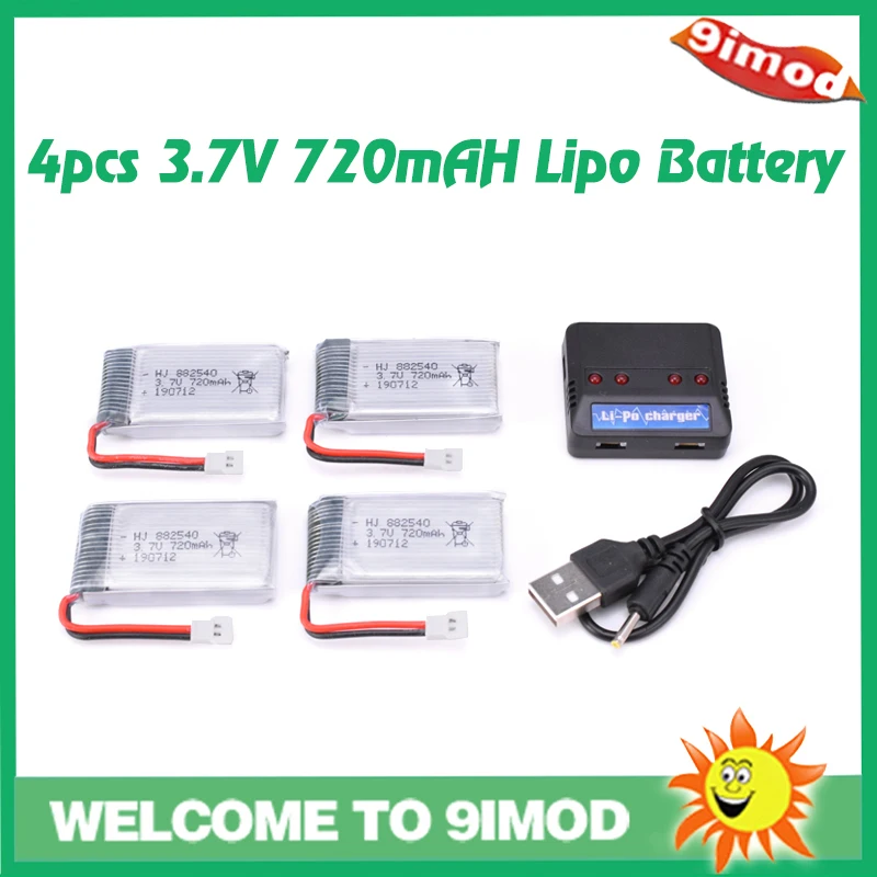 4/5/6 шт. 3,7 V 720mAh литий-полимерный Батарея с Зарядное устройство 802540 для Syma X5C X5SC Skytech M68 MJX X705C яде A8 A9 Feiyue 328 радиоуправляемая модель - Цвет: 4pcs and Charger