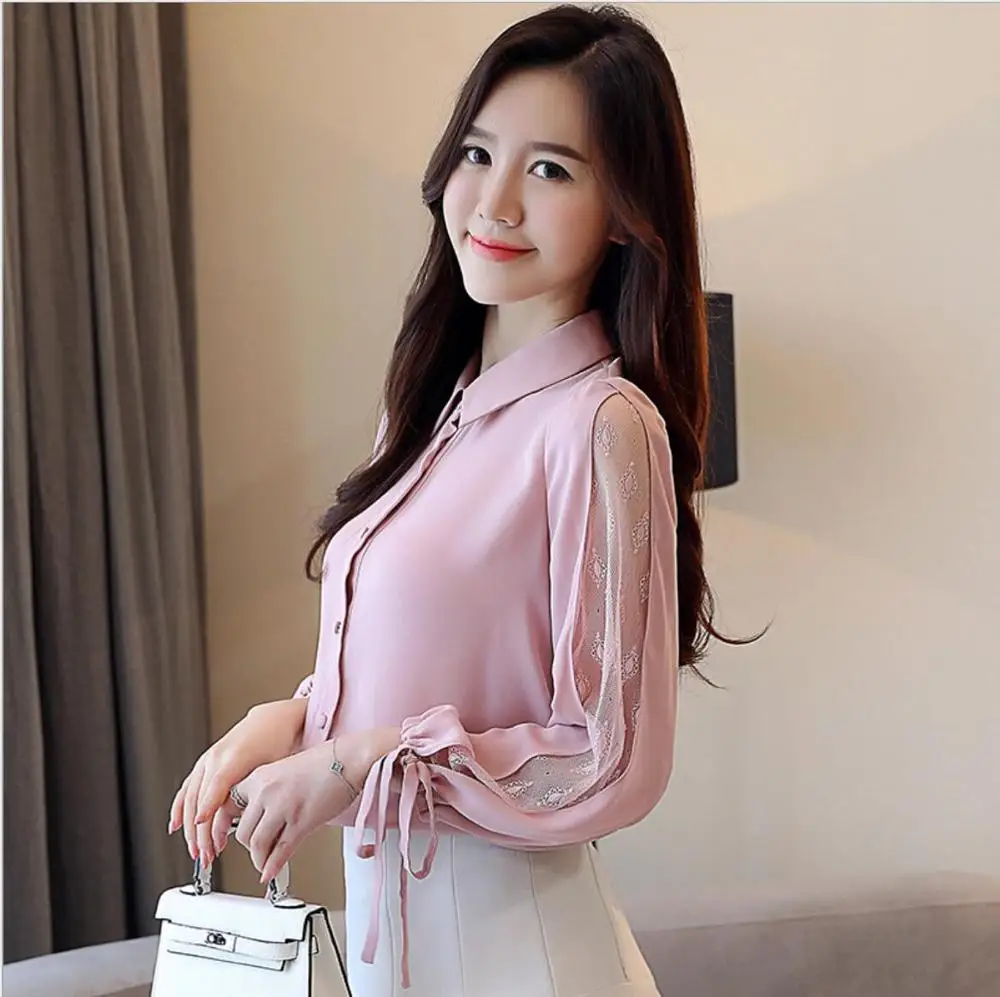2019 Autumn polo shirt small fresh loose chiffon shirt heart machine Women shirt JY2052