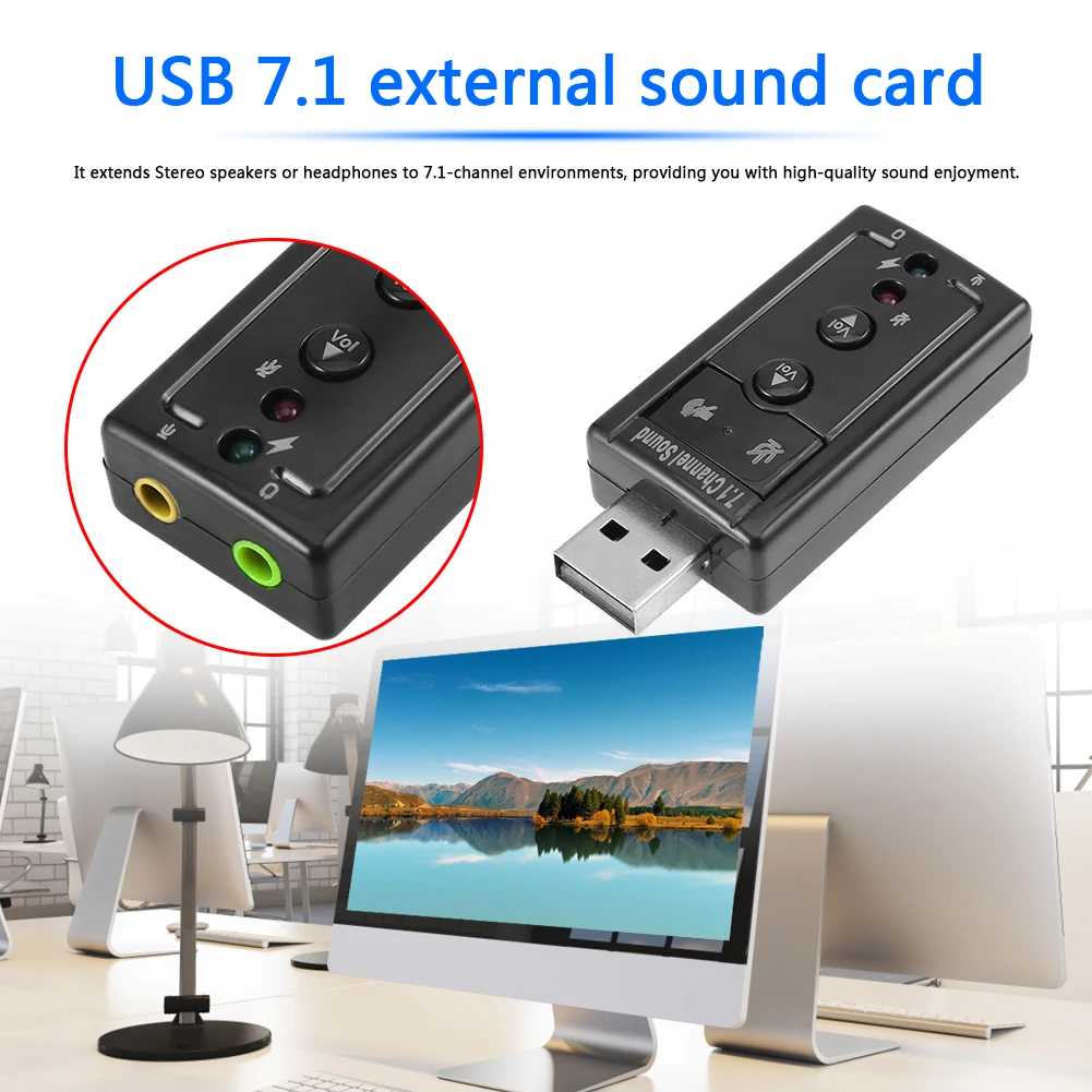Tarjeta Sonido Externa 7.1 Virtual Plug Play Gaming Tarjeta De Sonido USB Externa - Sonido 7.1 Virtual, Para PC, Laptop Sound Blaster