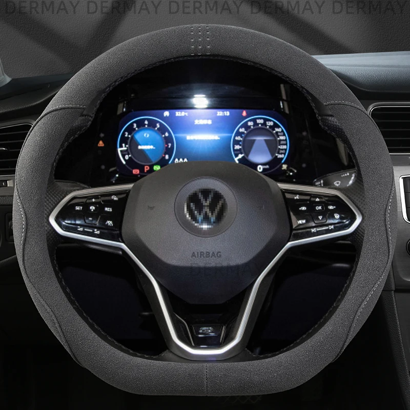 

DERMAY чехол рулевого колеса автомобиля кожаная замша для Volkswagen VW Golf 7 MK7 VII Golf 8 MK8 VIII Golf GTI GTD GTE Golf R 2014 2015 2016 2017 2018 2019 2020 2021 2022 автомобильные аксессуары