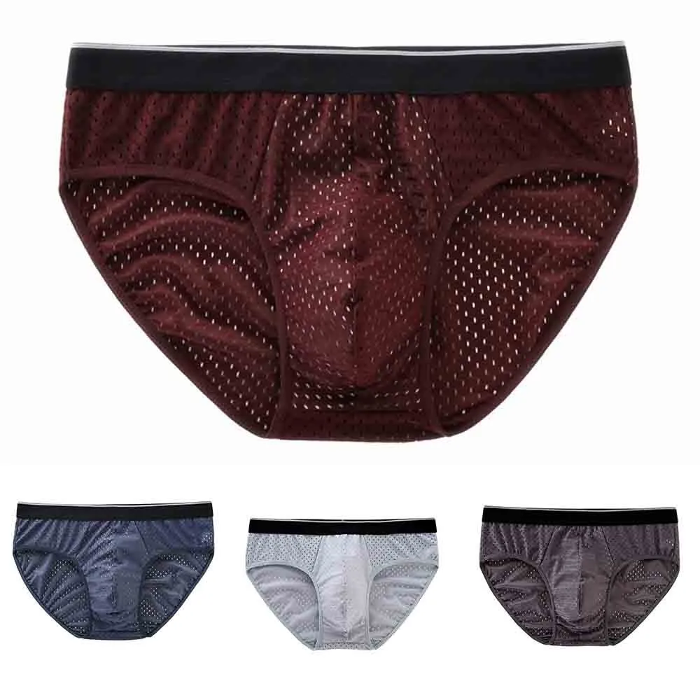 Men Ice Silk Mesh Breathable Comfortable Boxer Panties Triangler Briefs