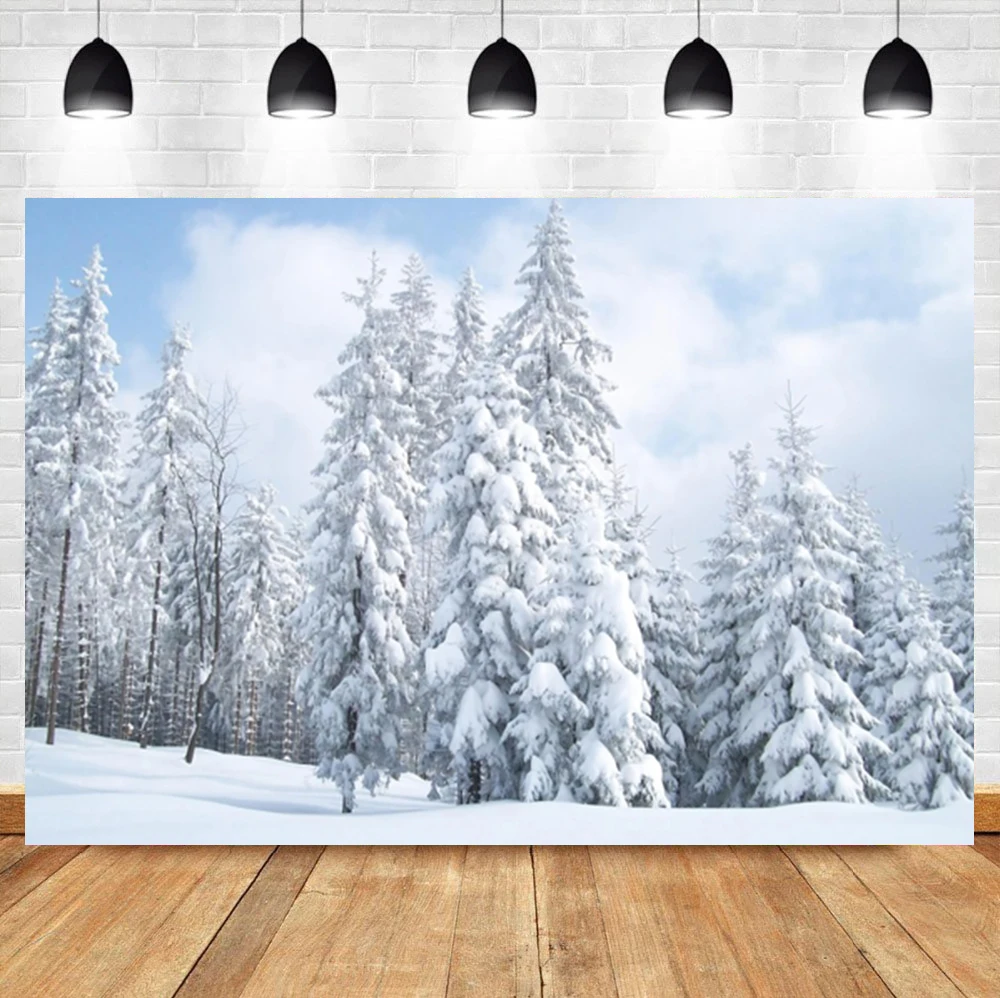 

Laeacco Christmas Tree Forest Winter Natural Landscape Home Decor Backdrop Photographic Photo Background For Photo Studio