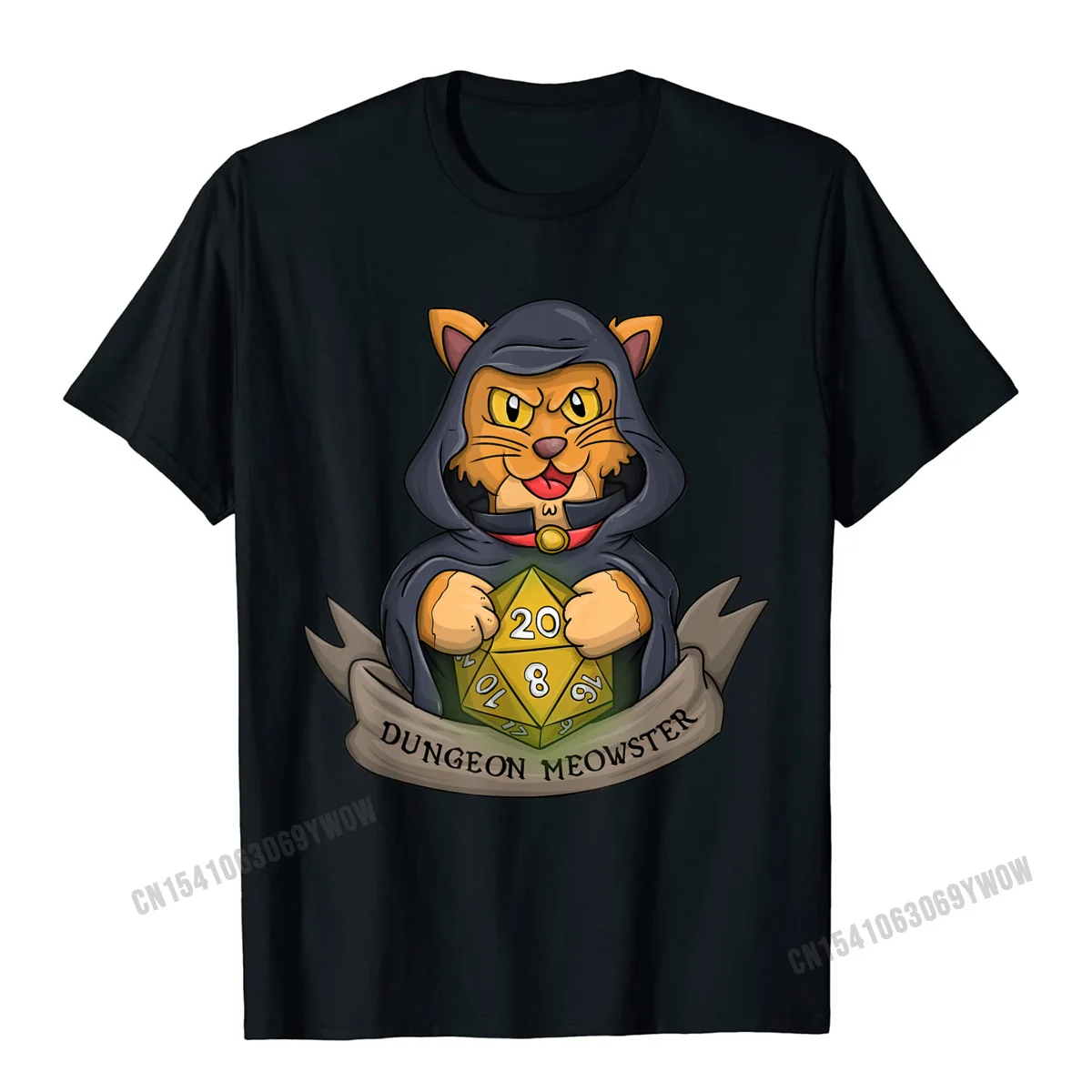 Printed On Casual Summer/Autumn 100% Cotton O-Neck Men Tops T Shirt Printing Tops T Shirt Oversized Short Sleeve T Shirts Dungeon Meowster Funny Master DM Dungeons And Cats Tabletop T-Shirt__927 black