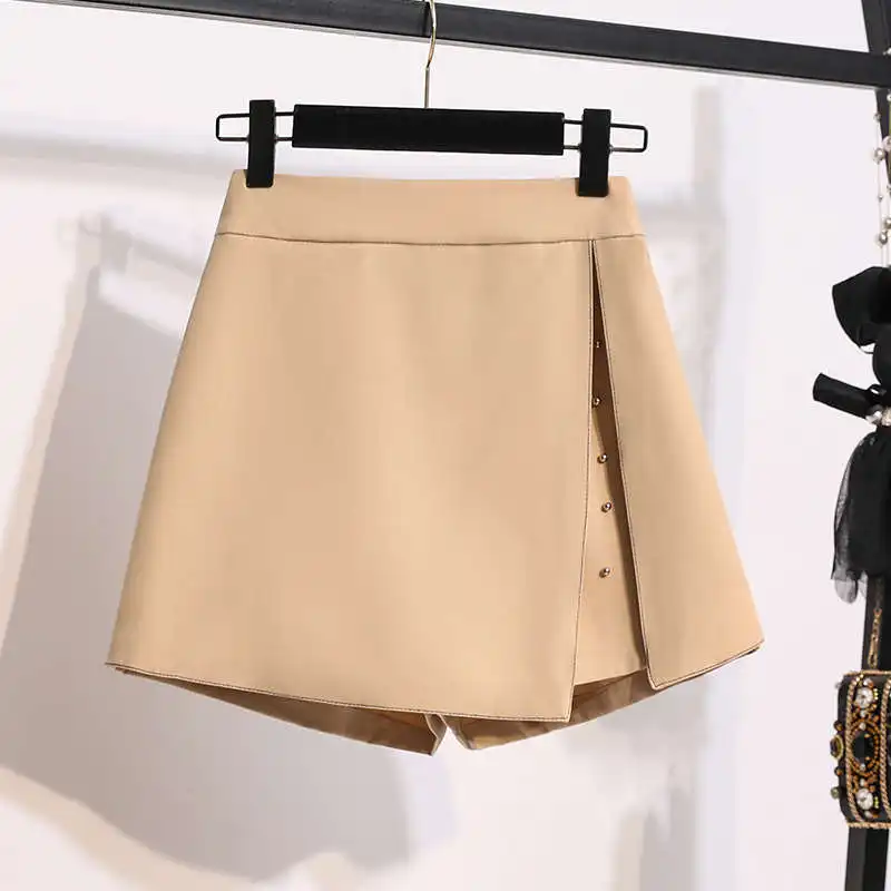 L-4XL Plus Size Women's High Waist Skirts Shorts For Women Elegant Work Office Short Femme Summer Wide Leg Shorts Female C7389 2