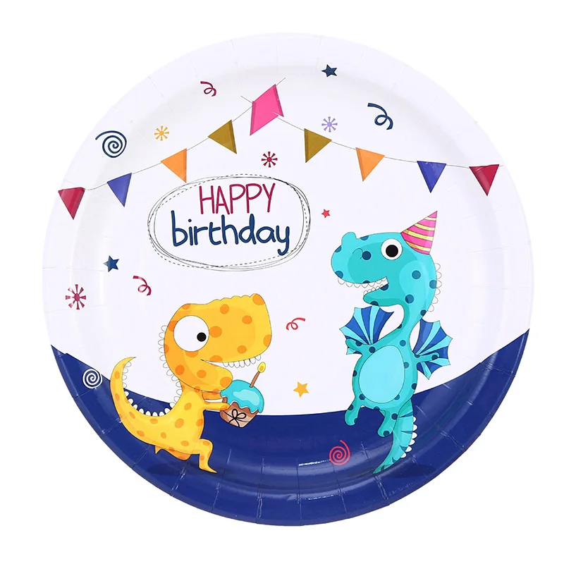 8 шт./партия, прекрасная 9 дюймовая бумажная тарелка для праздника, космическая тарелка для дня рождения, свадьбы, вечеринки, украшения для вечеринки - Цвет: dinosaur