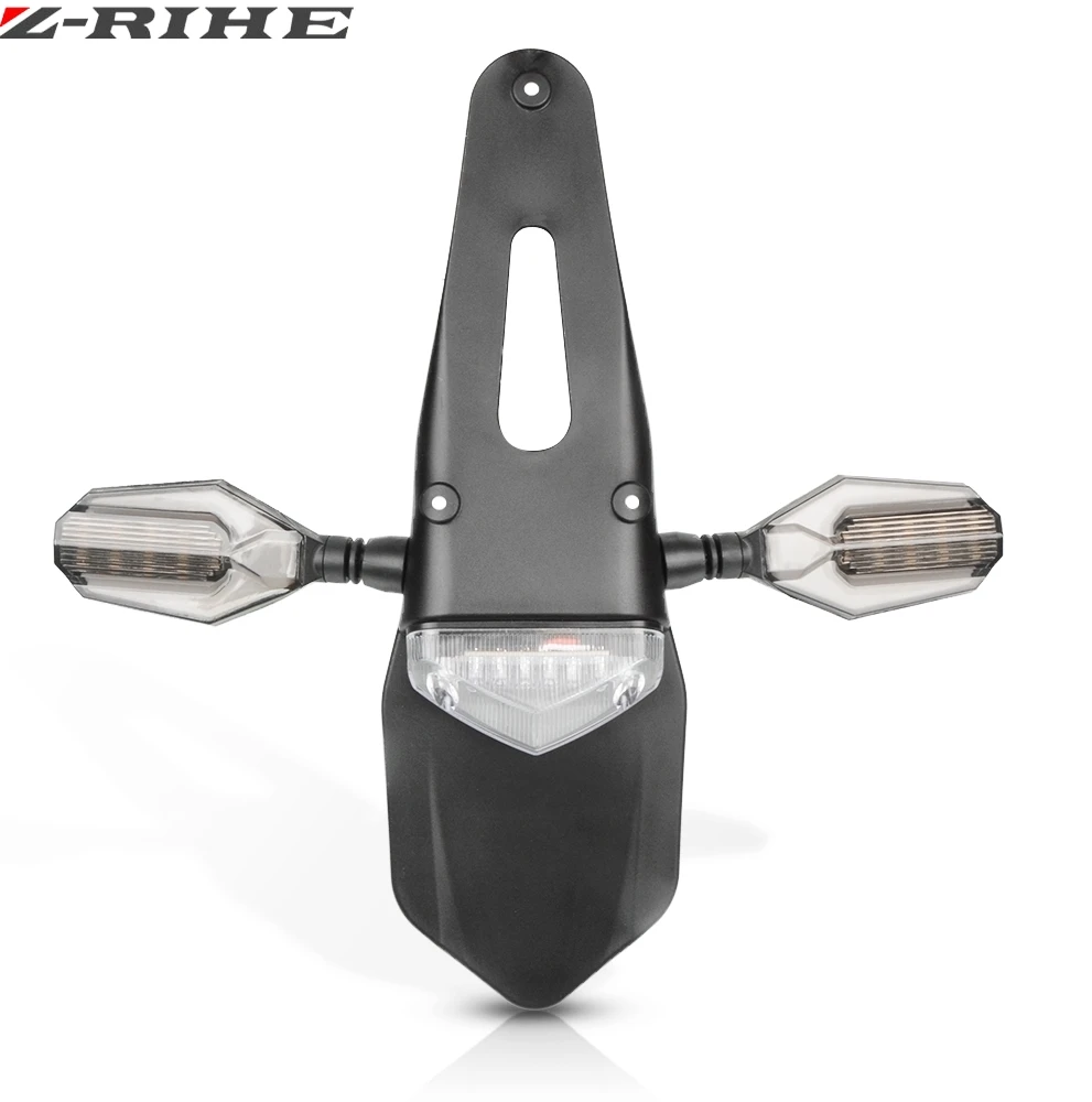 058Black 021Silver Для KTM XR250 XR400 XR650 WR250F WR450F CRF250X CRF450X CRF заднее крыло светодиодный тормозной фонарь кронштейн мотоцикла для мотокросса - Цвет: 058Black 021Silver