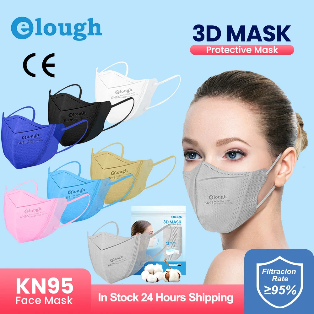 Elough 3D KN95 маска для лица взрослых Mascarillas FPP2 Homologadas Европа черная FFP2 цветная ffp2kn95