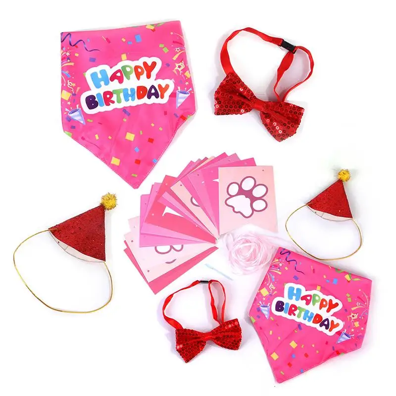 

7Pcs/Set Pet Birthday Party Accessories Dog Bandana Hat Cute Dog Birthday Party Supplies Pet Decoration Pet Supplies