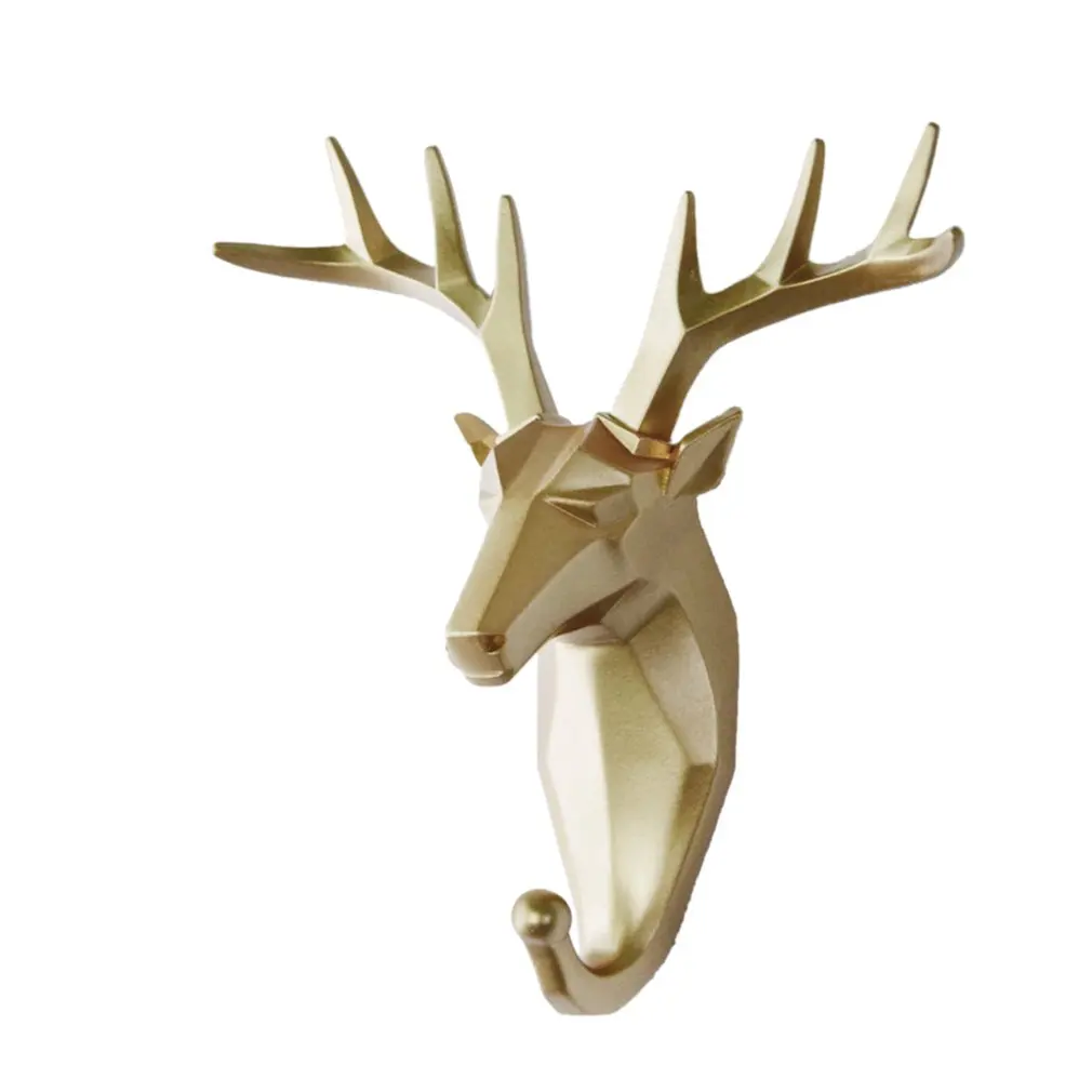 Wall Hanging Hook Deer Head Antlers for Clothes Hat Scarf Key Hanger Rack Sticking Decoration Animal Hooks | Дом и сад