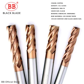 

BB cnc Carbide End Mills Tungsten Machine Milling Cutter Tools 2 4 Flute Metal Key Seat Face Router Bit 6 8 12mm Shank HRC55 65