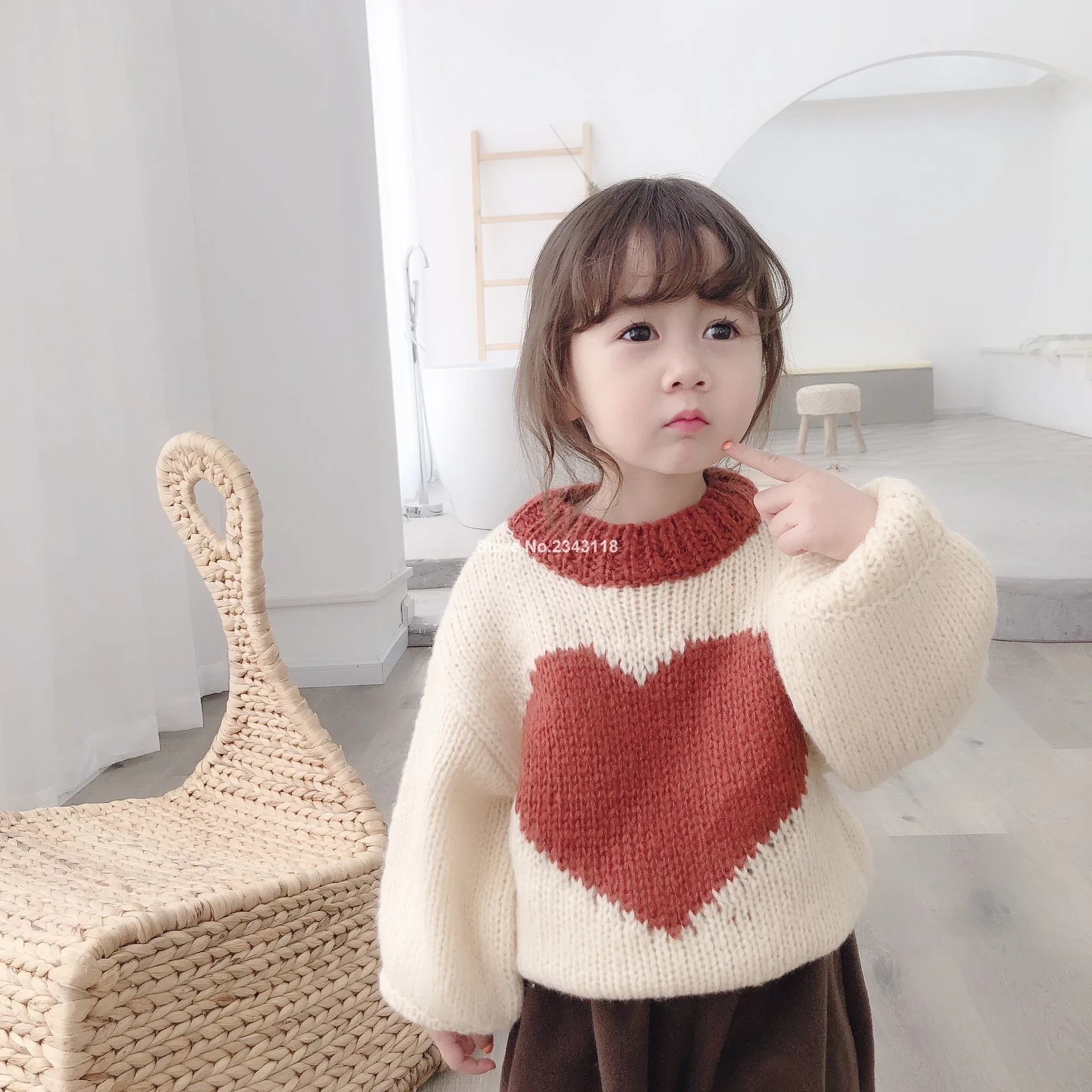 

Korean Style Girls Woolen Yarn Knitting Heart Sweaters 2019 Autumn Winter Warm Sweater