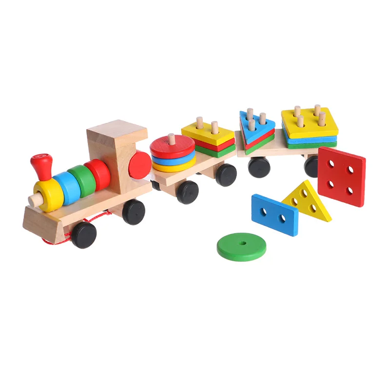 New Kids Baby Developmental Toys Wooden Train Truck Geometric Blocks Educational ToyRamadan Festival GiftRamadan Festival Gift
