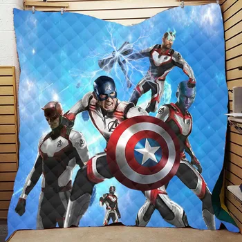 

Anime Avengers Endgame Superhero Printed Home Sofa Cover Quilt Queen King For Bed Soft Travel Hotel Warm Blanket Cotton Quilt