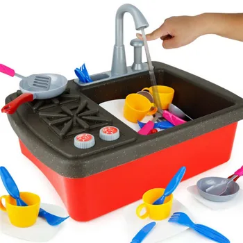 

Wash-up Kitchen Dish Cleaning Kit Sink Splash Sink Stove Pretend Play Toy Educational Puzzle Toys Set for Children