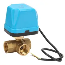 AC220V синяя ракушка 3 способа моторизованный латунный шаровой клапан 3 провода Электрический резьбовой шаровой кран моторизованный шаровой клапан