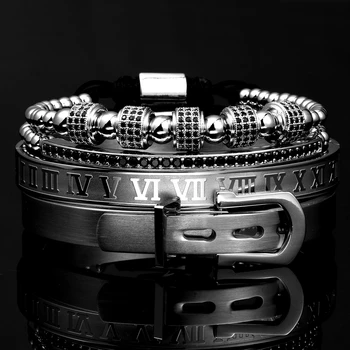 Luxury Roman Royal Classic Stainless Steel Bangle Cuff Bracelets Fashion Titanium Steel Type C Twisted Numeral Bangle For Men