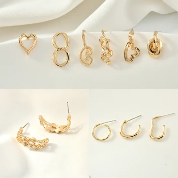 

Copper plated 18k gold geometric peach heart chain shaped 925 silver pin earrings diy earrings jewelry accessories