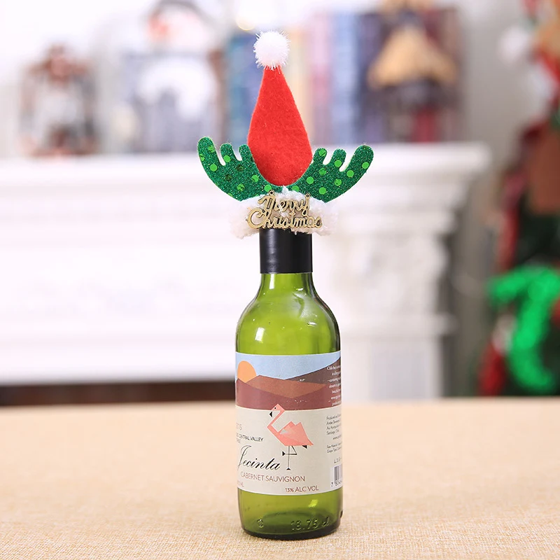 Год Рождество крышка бутылки вина колокольчик Санта Клаус кукла Декор Снеговик олень крышка бутылки на Рождество ужин Вечеринка кухонный Декор