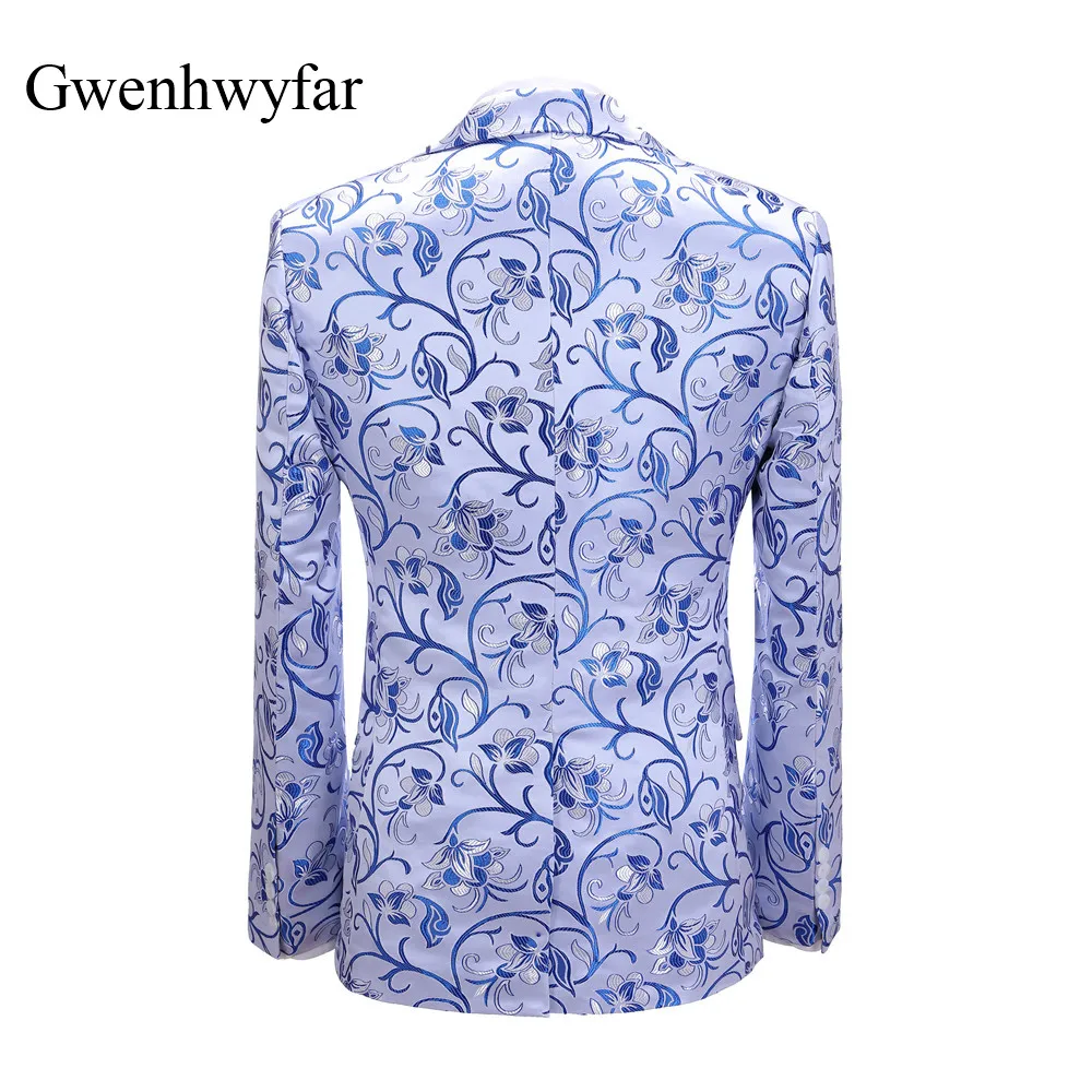 Gwenhwyfar Luxury Orchid Pattern Men's Wedding Suits 2021New Gentlemen Tuxedo Peaked Lapel Jacket Double Breasted Vest Slim Pant 2