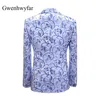 Gwenhwyfar Luxury Orchid Pattern Men's Wedding Suits 2021New Gentlemen Tuxedo Peaked Lapel Jacket Double Breasted Vest Slim Pant 2