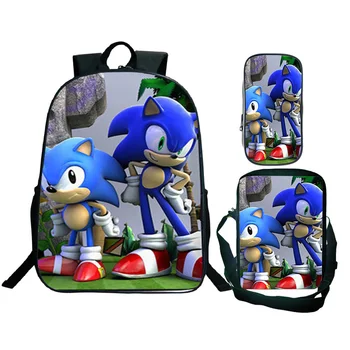 

3Pcs/Set Sonic Printing Backpack for Girls Boys Orthopedic School bag Childs Backpack Sonic School Supplies Student Casual Bags