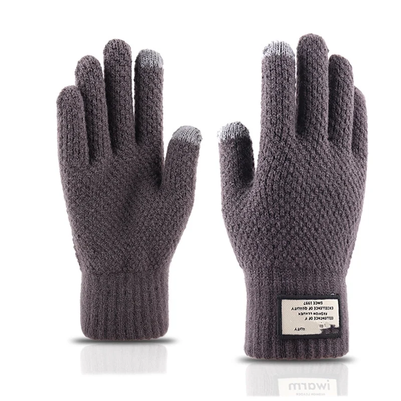 

New knitted warm touch screen gloves for men's autumn and winter thickened woolen gloves