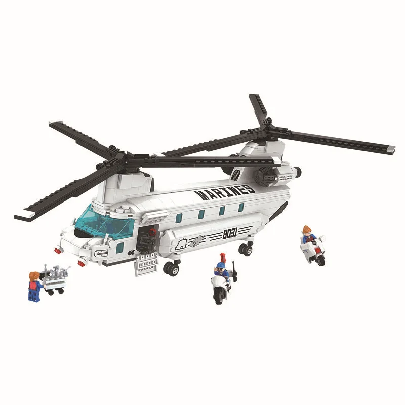 

Wei le Building Blocks Stereo Assembled Fight Inserted Boy Educational Toy Thunder Air Force Chinook 8031