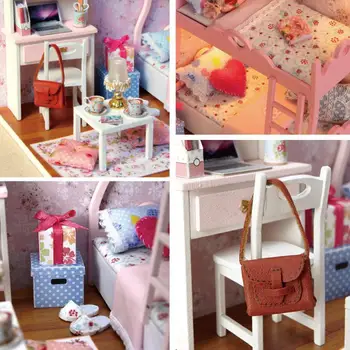 

1 Set DIY Hut Crafts Furniture Kits Mini Wooden Dolls Children Handicraft Accessories Miniature For Kids Assemble Building C6R3