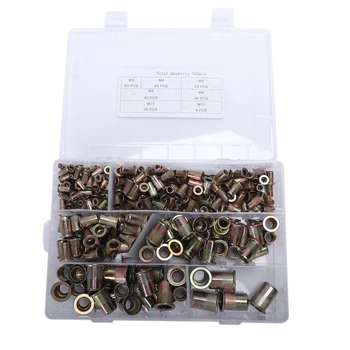 

300Pcs/Set Chrome-Plated Vertical Rivet Nut Nut Configuration M3/4/5/6/8/10/12