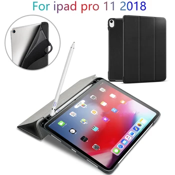 

For Ipad Pro 11 2018 Case with Pencil Holder, Smart Soft TPU Funda for Ipad Pro 11 inch 2018 Capa Auto Sleep