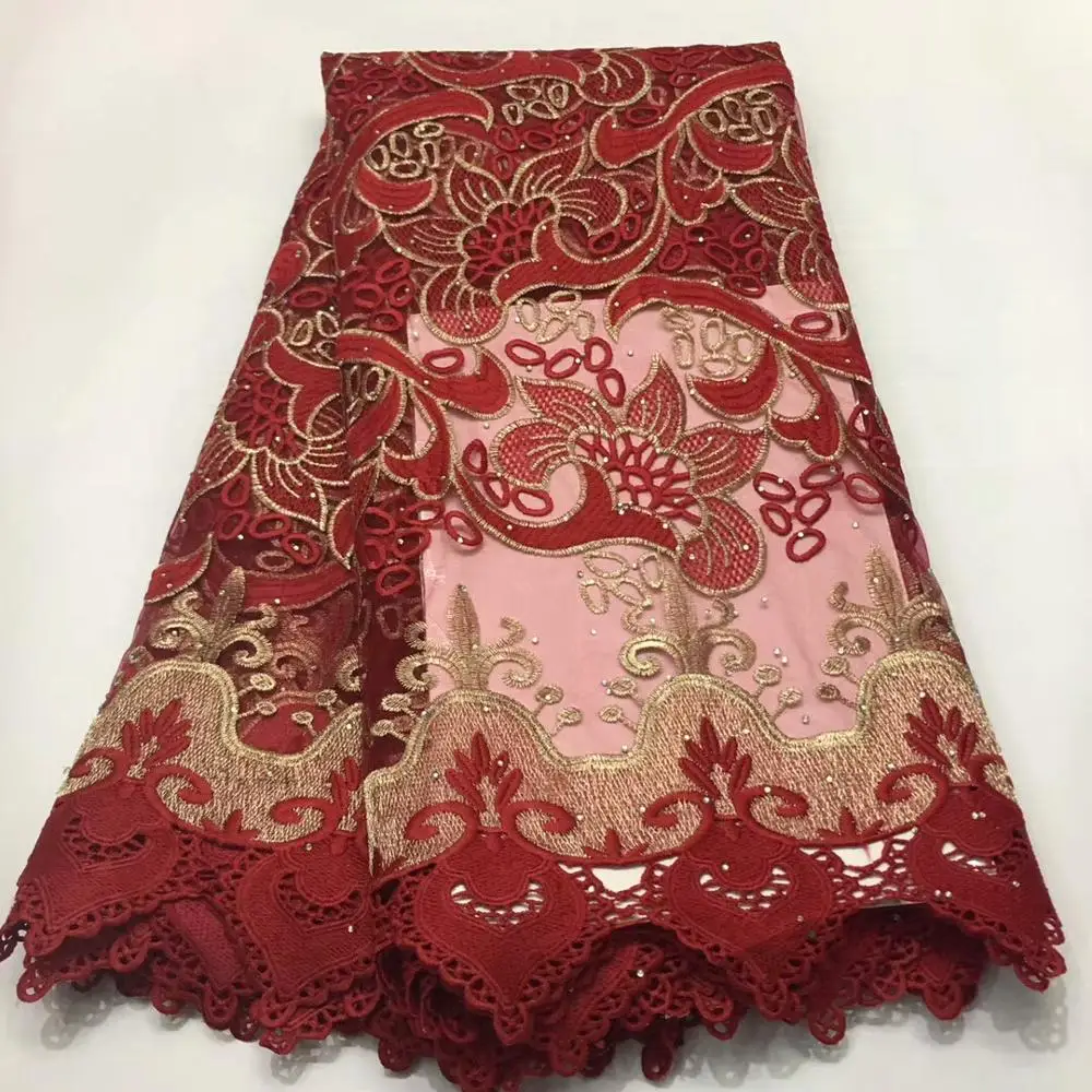 

African Milk Silk Lace Fabric High Quality French Milk Silk Lace Fabric With Two Colors Stones For Nigerian Dress Party