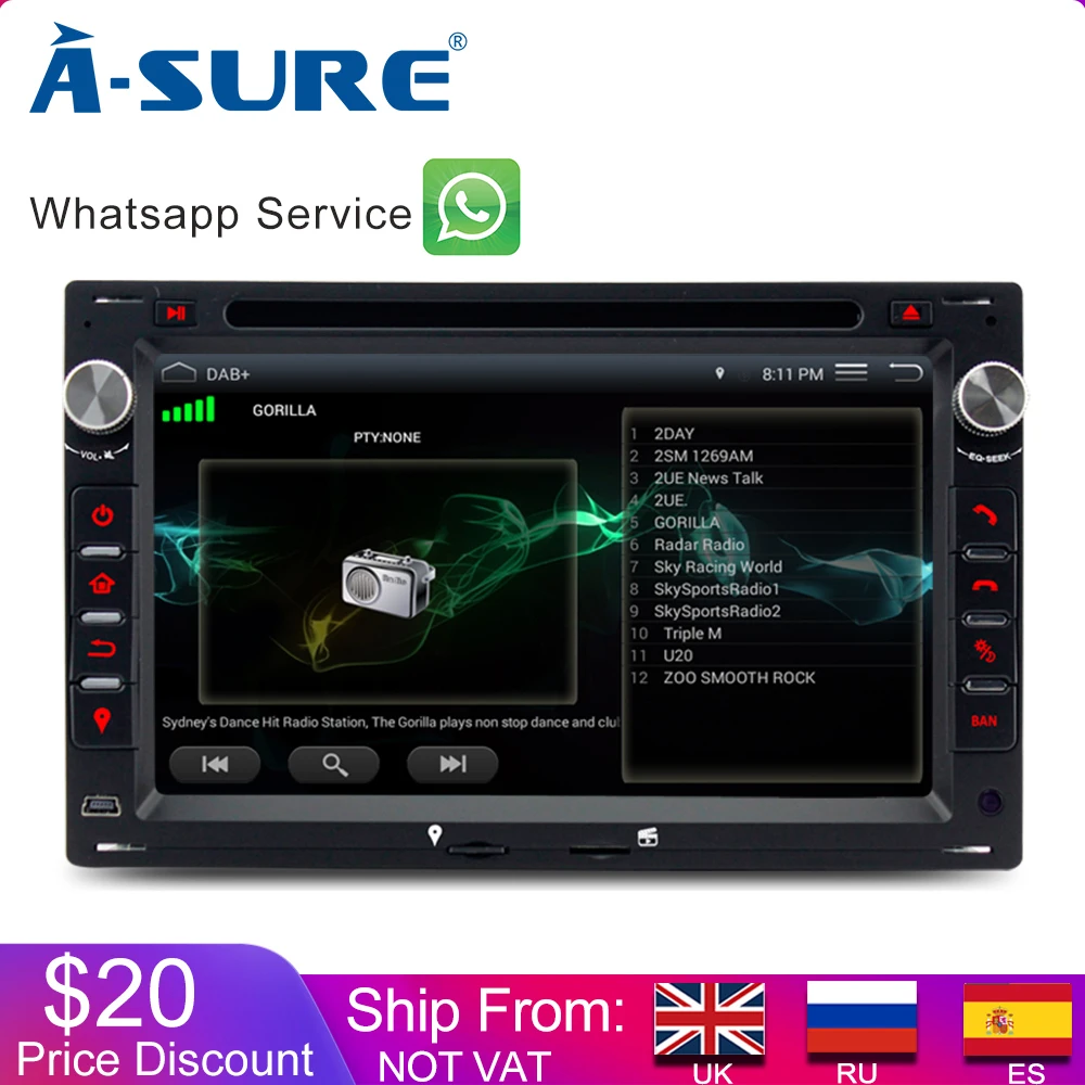

A-Sure 2 Din Radio DVD Player GPS Navigation For Volkswagen VW PASSAT B5 BORA TRANSPORTER T5 GOLF 4 SHARAN Car Multimedia