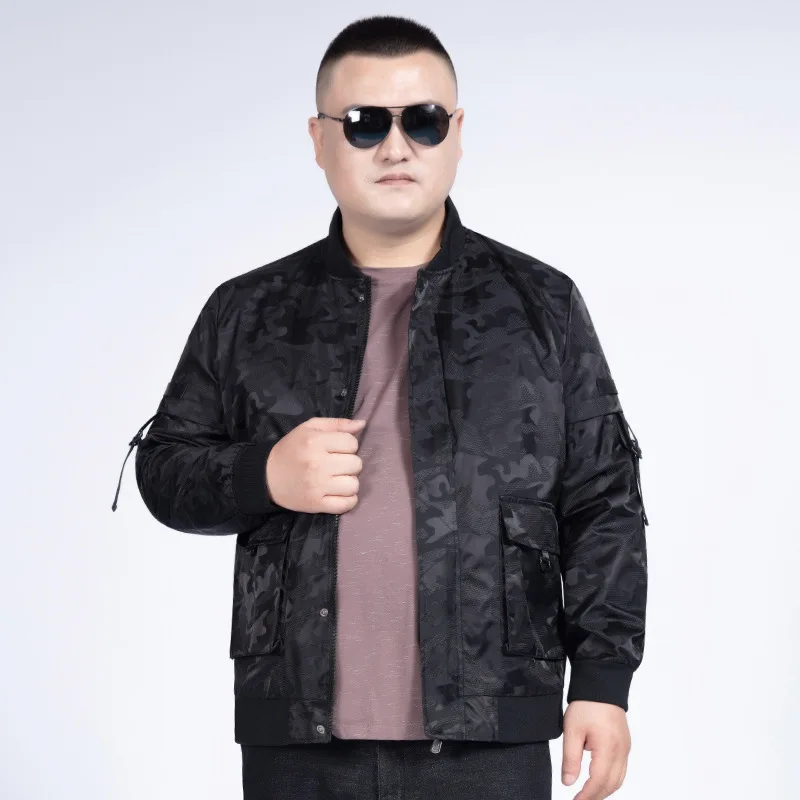 

Extra Large Men Autumn Coat Plus Fat plus Size Camouflage Jacket Shirt Fat Man Baseball Serve Fat Loose Top