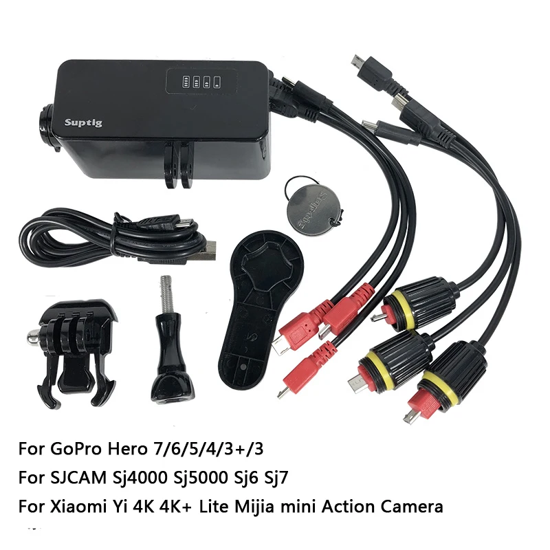 Возможностью погружения на глубину до 30 м Водонепроницаемый 5200 мА/ч, Мощность Bank внешняя Батарея банка для экшн-камеры GoPro Hero 7/6/5/4/3+ спортивной экшн-камеры Xiaomi Yi 4K SJCAM экшн Камера аксессуары