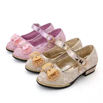 

Girls Leather Shoes for Children Wedding Dress Princess Dance Shoes Kids Summer Gold Pink Student Sandals Korean Fashion
