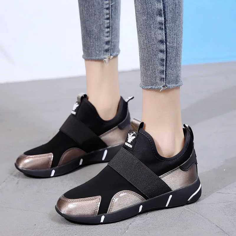 

2019 new ladies casual sports shoes color stitching breathable cloth women's vulcanized large size 42 yards foreign