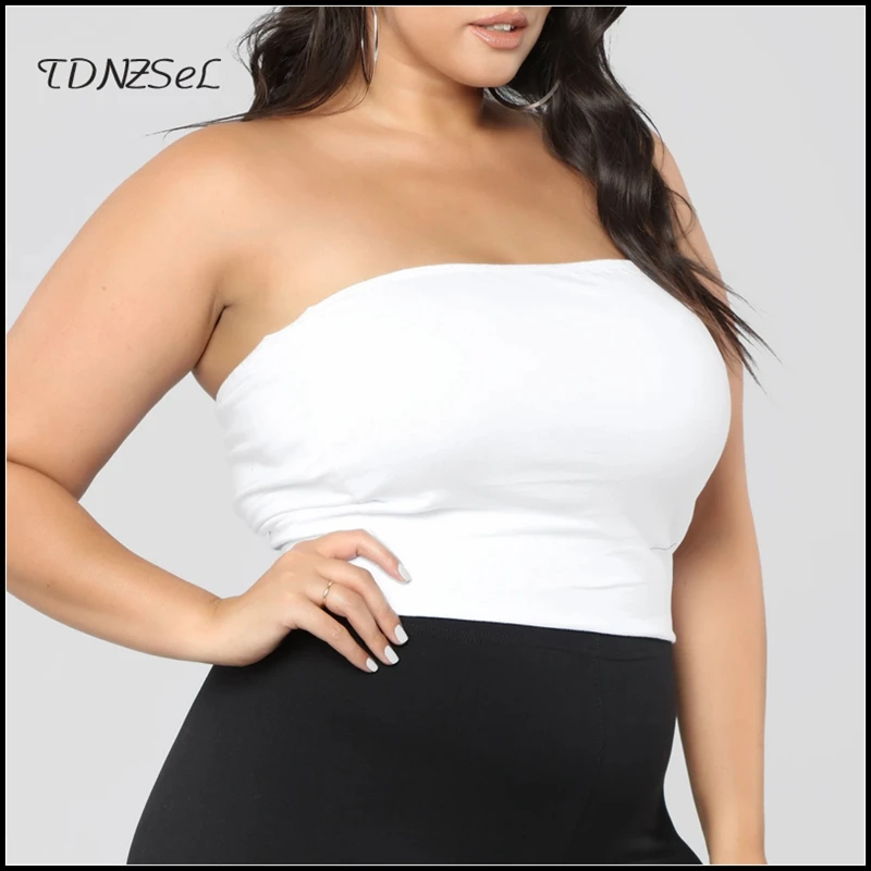 Strapless Tube Top Black White Street Basic Stretchy All-match Women Crop Tops Summer Beach Sports Tube Top 2020 Plus Size Camis images - 6