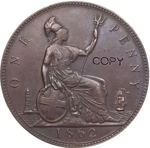 Копия монеты UK 1862 1 Penny 31 мм|copy|copy coinscopy 1:1 |