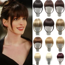 MANWEI, натуральные длинные прямые синтетические тупые челки, высокотемпературное волокно коричневого цвета, для женщин, на клипсах, полная челка с бахромой для волос