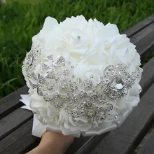 Luxury Wedding Bouquets 2021 Flowers Ribbons Big Crystals For Bride Wedding Custom Color White Vestido De Noiva Fashion Elegant
