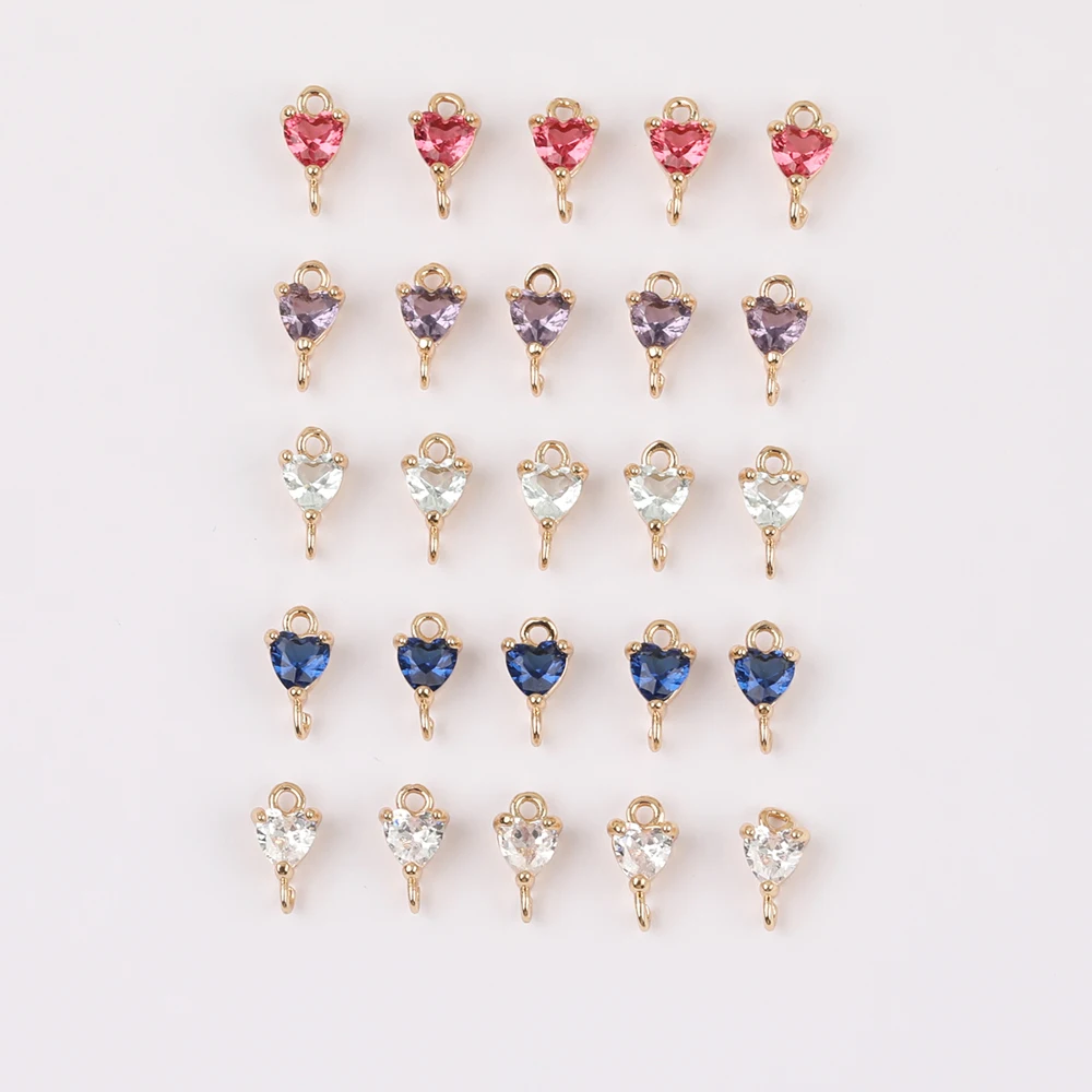 

WHSOK 100Pcs 5*9MM Earrings Findings & Components/Hand Made/Heart Shapes/Connector/CZ Charms/DIY Making/Jewelry Accessories