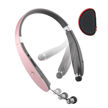 

Folding Bluetooth Headset Sports Waterproof Neck Hanging Headphone with Retractable Earphones, Noise Reduction Stereo Headphones