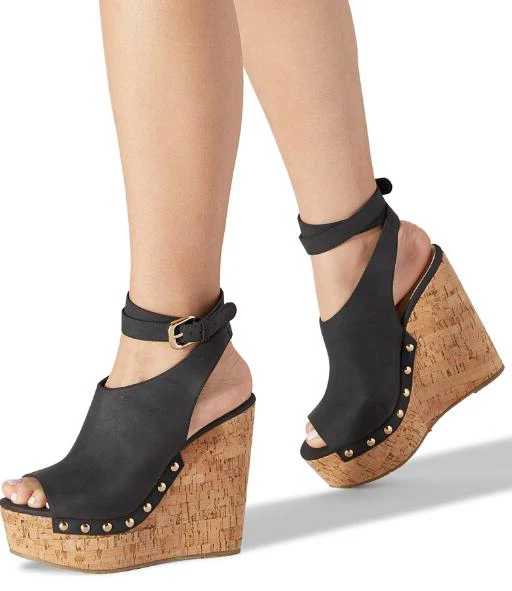 Molestia alias bomba Sandalias con plataforma y tacón alto de corcho para mujer, zapatos de  tacón abierto con remaches y Punta abierta, para fiesta, otoño|Sandalias de  mujer| - AliExpress