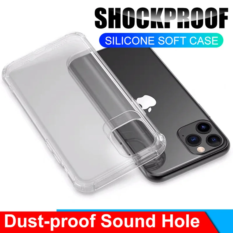Dust-proof Shockproof Silicone Phone Case For Iphone 11 Pro Xs Max X Xr 7 8 6s 6 Plus Soft Transparent Back Capa | Мобильные